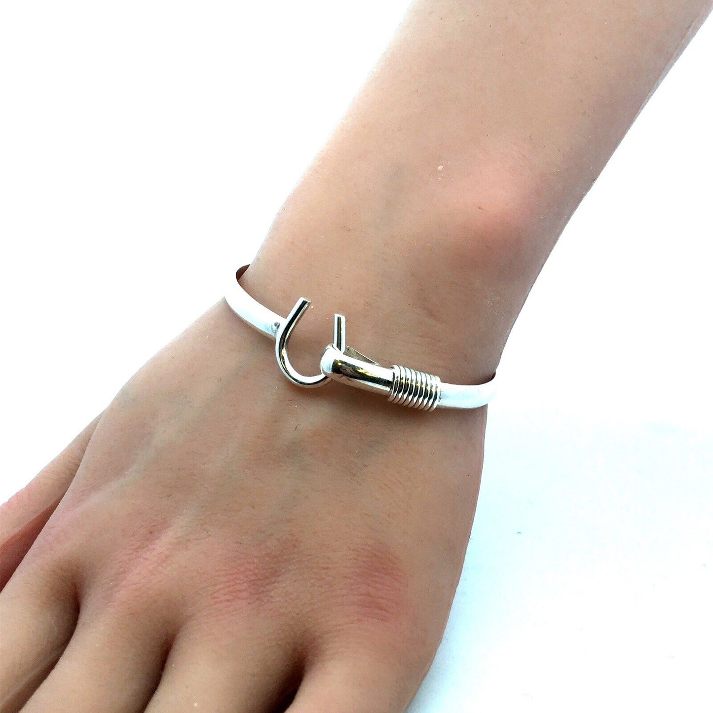 Native American DK 925 Sterling Silver Horseshoe Lasso Bangle Bracelet