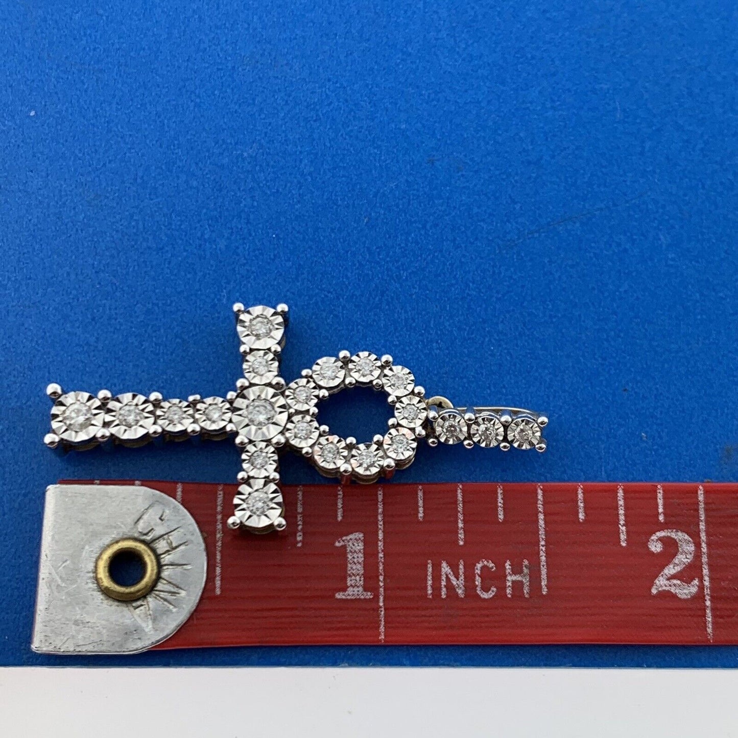 Designer 10K Yellow Gold Diamond Encrusted Ankh Key Of Life Statement Pendant