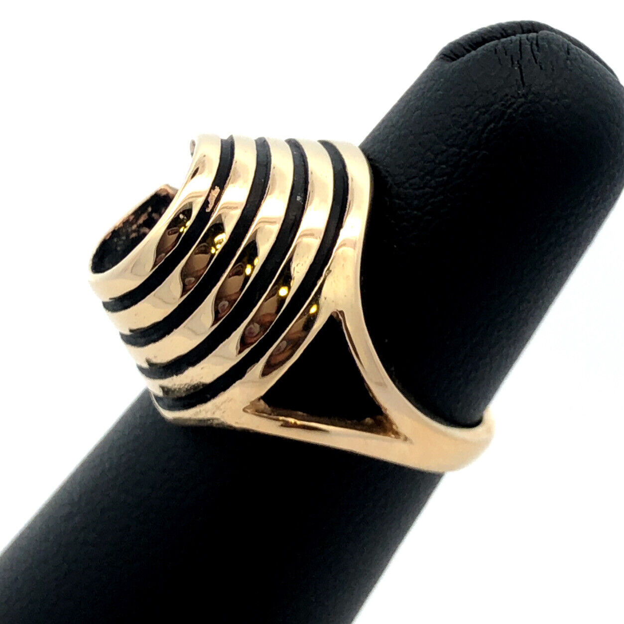 Vintage 14K Yellow Gold Diamond Egyptian King Tut Cocktail Ring