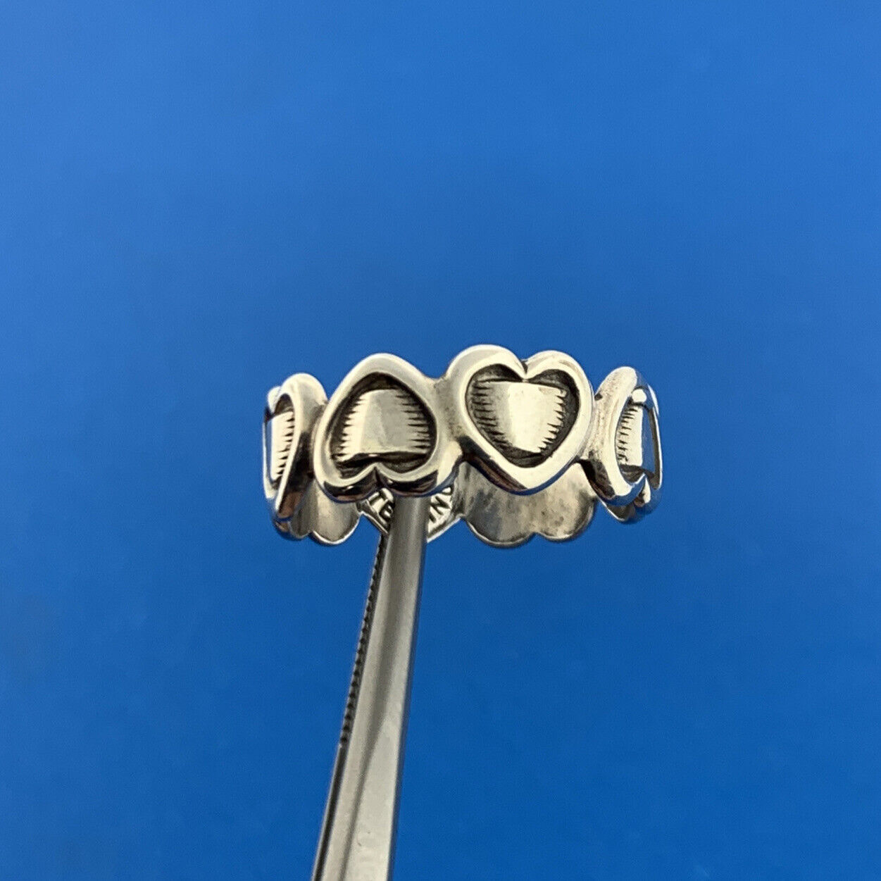 Vintage Bell Sterling 925 Interlocking Heart Ribbon Love Infinity Band Ring