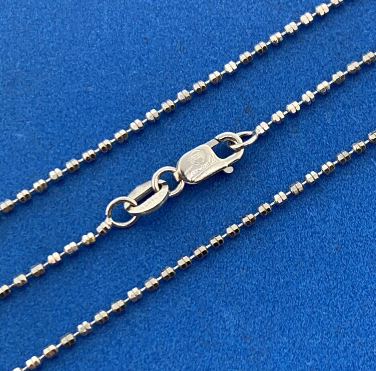 Designer Italy 14K White Gold Diamond Cut Link 18" Fancy Chain Necklace