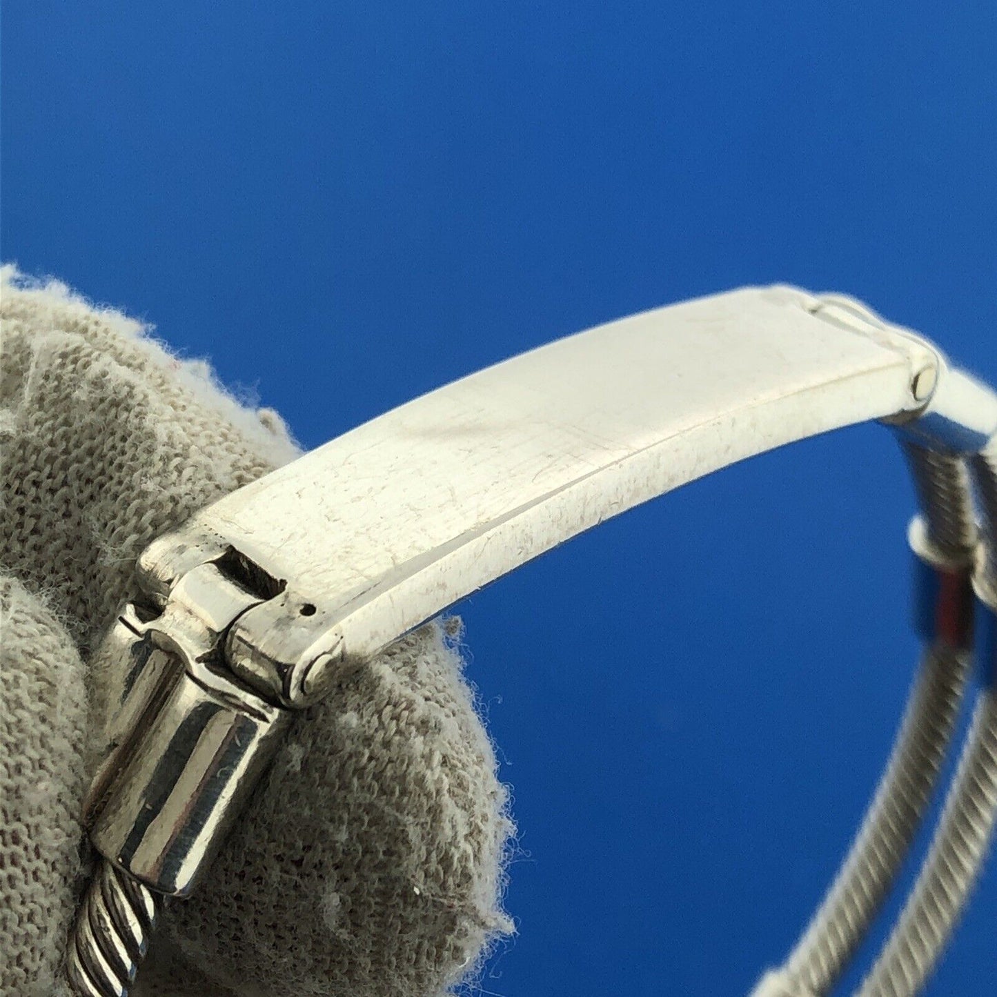 Taxco TV-141 Mexican Sterling Silver 925 6.5" Twin Cable ID Cuff Bracelet