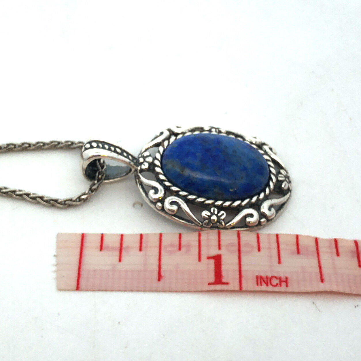 Carolyn Pollack R Moon Sterling Silver Oval Blue Lapis Lazuli Pendant Necklace