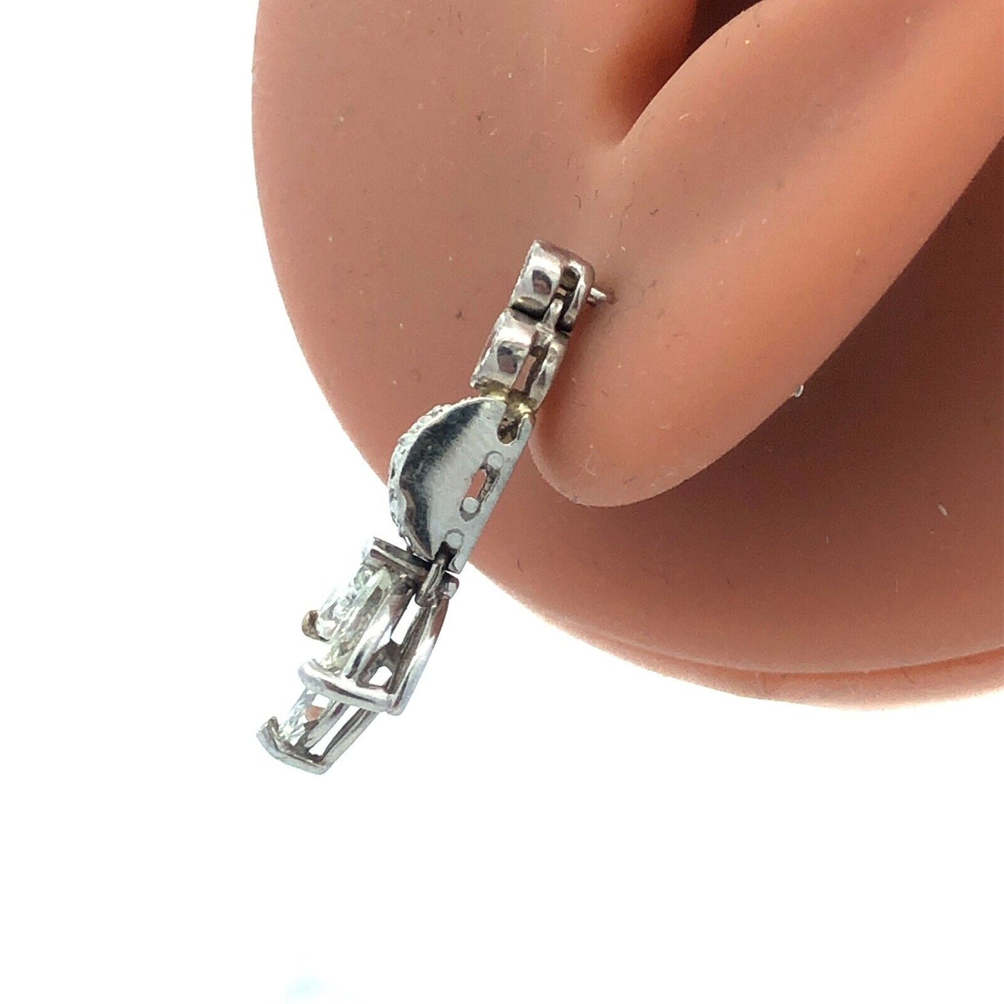 Designer 14K White Gold Diamond Floral Cluster Dangle Pierced Stud Earrings