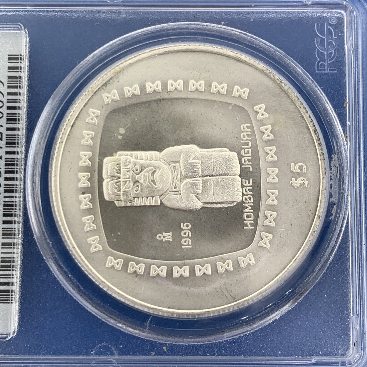 1996 Mo Mexico City 5 Peso 1 oz Silver Hombre Jaguar PCGS MS68 Mexico Coin