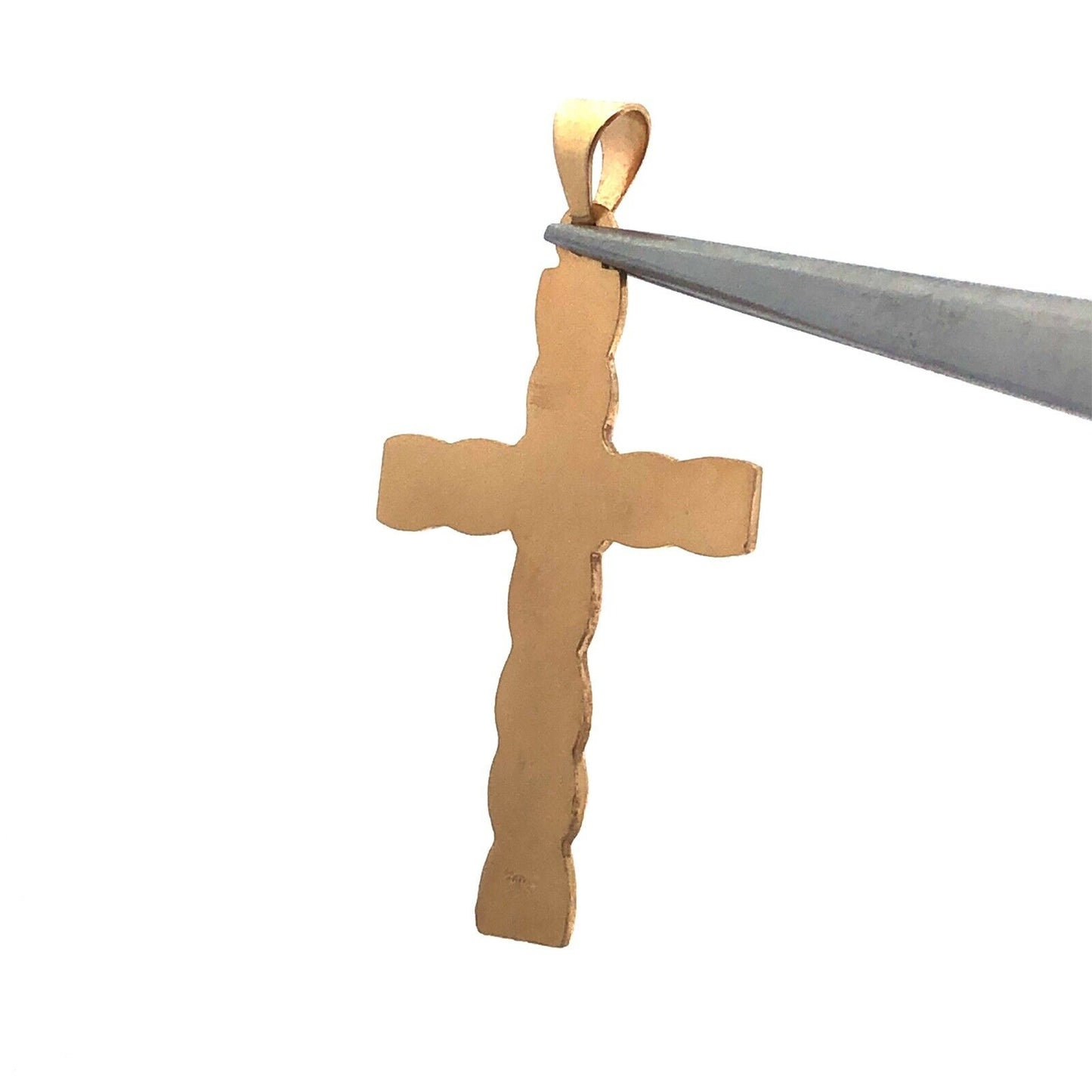 14K Yellow Gold Polished Textured Cross Religious Communion Statement Pendant