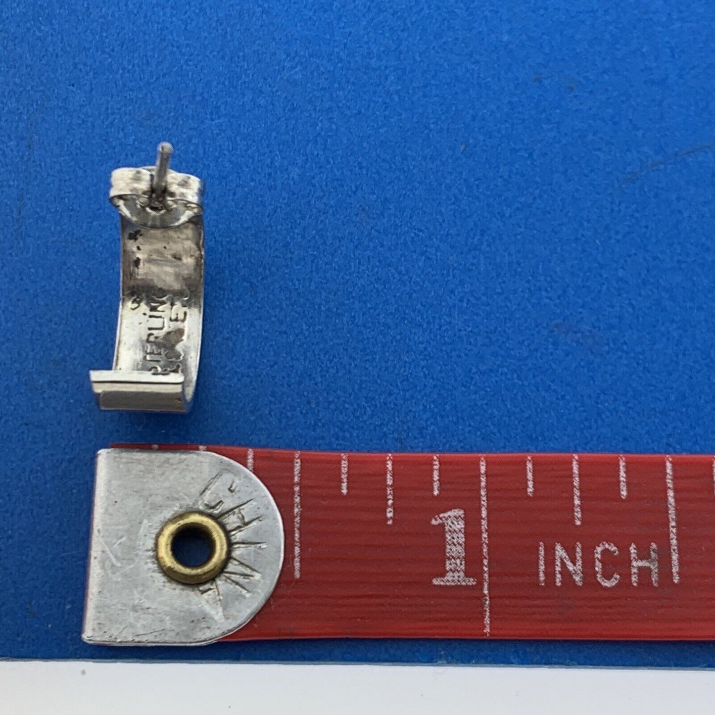 Vintage Scott Skeets Navajo Sterling Silver Storyteller Half Hoop Stud Earrings