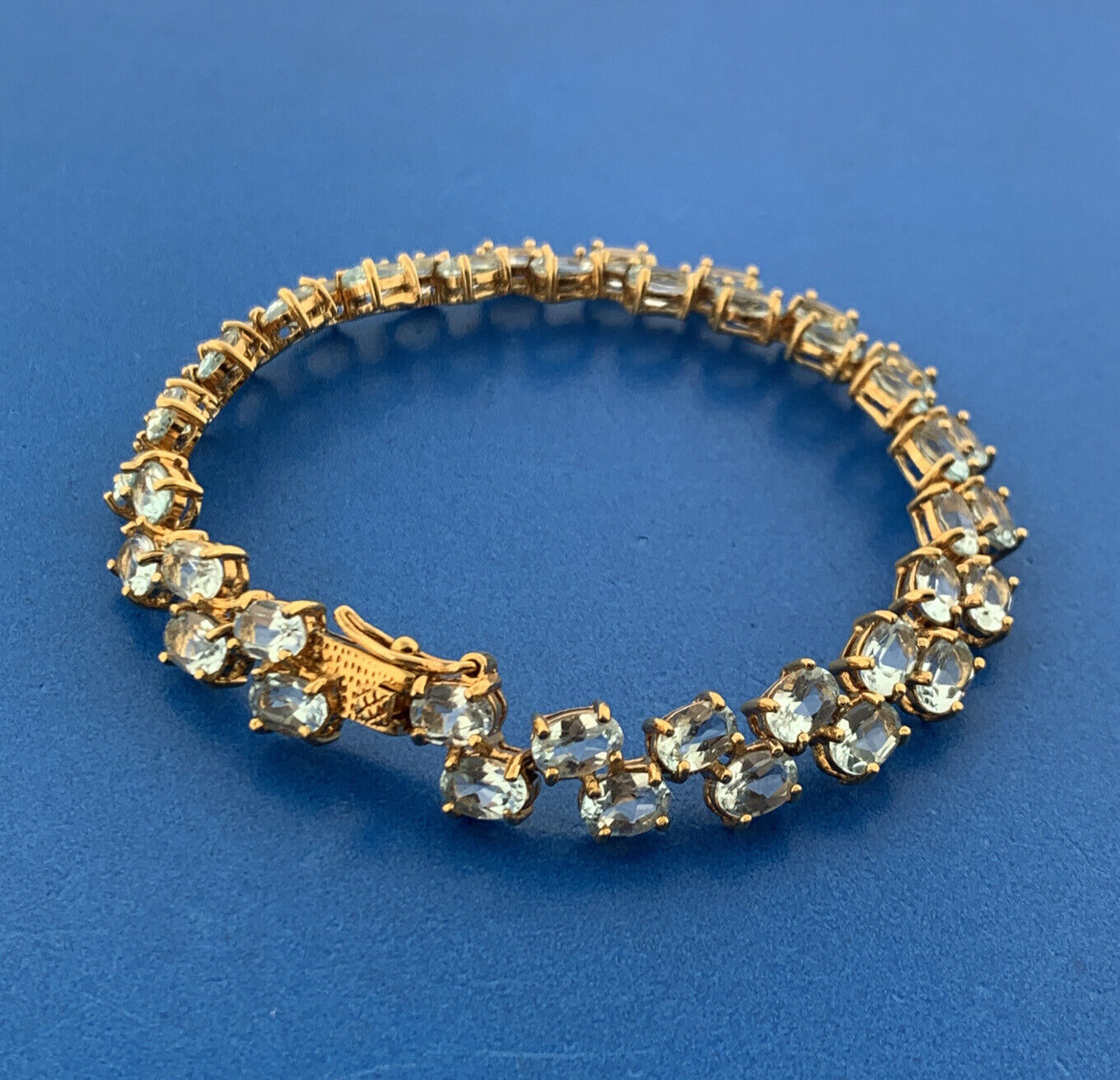 Designer 925 Sterling Silver Blue Topaz Double Row December Tennis Bracelet