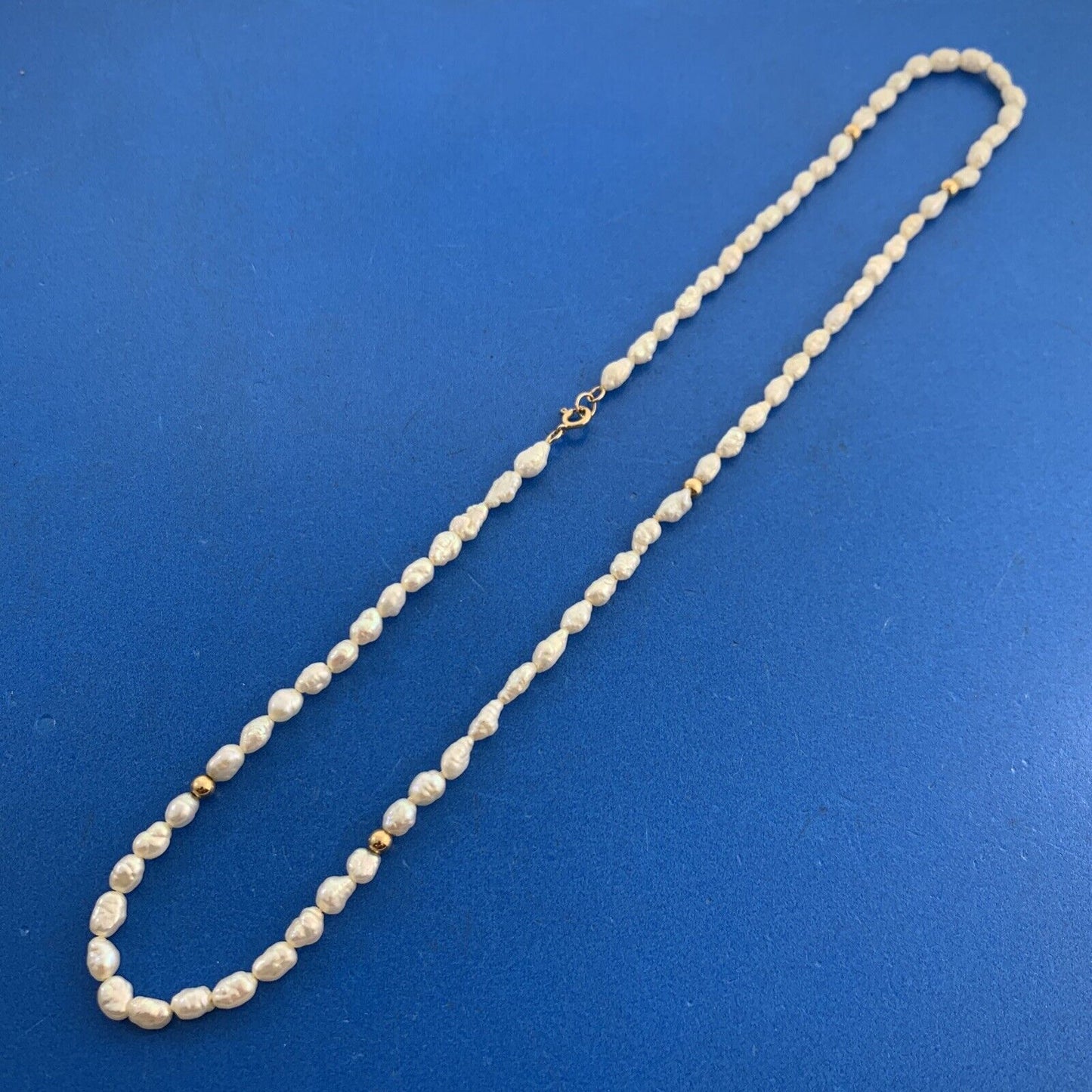 Estate 14K Yellow Gold Baroque Pearl Gold Bead Necklace