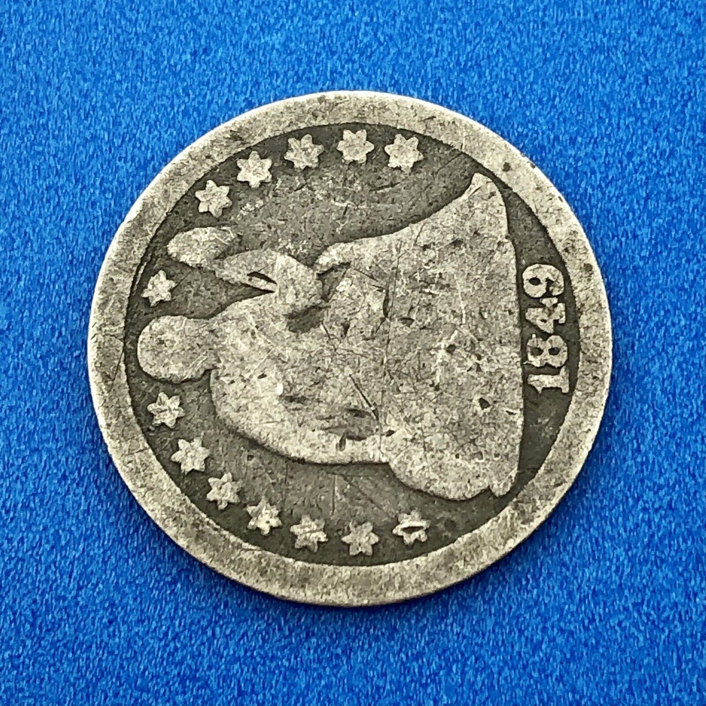 1849 P Seated Liberty Silver Dime 10c Better Key Scarce Rare Philadelphia Coin