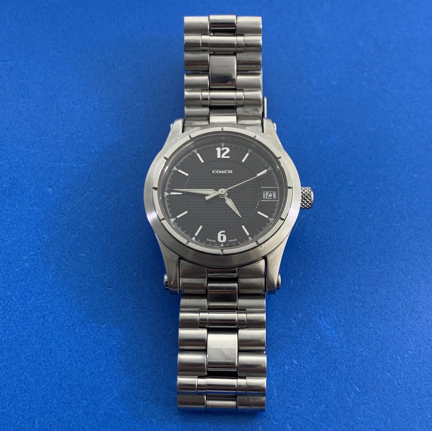 Coach Stainless Steel Black Face Date Window Working Watch