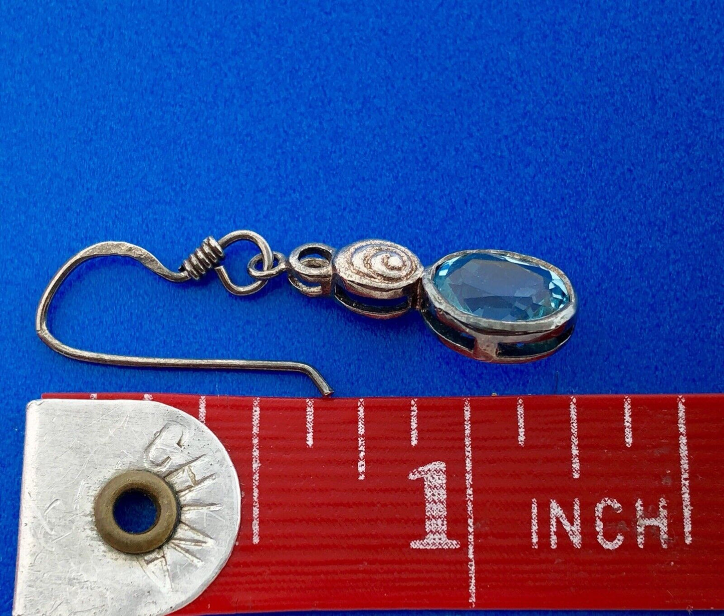 Vintage 925 Sterling Silver Oval Blue Topaz November Anniversary Dangle Earrings