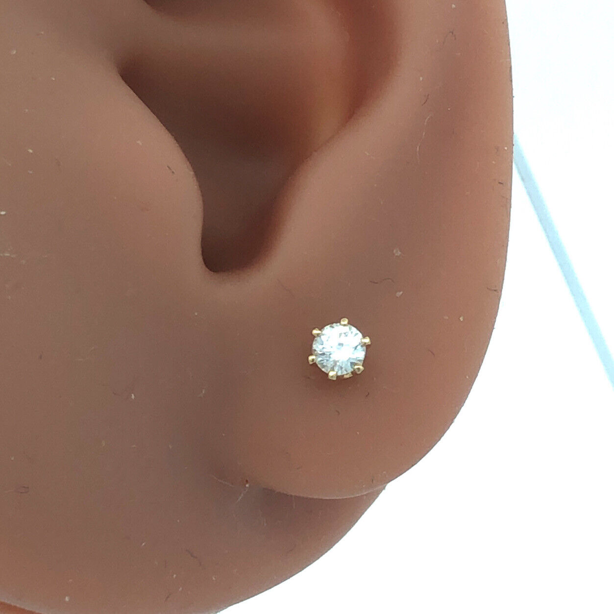 Designer 14K Yellow Gold Round Diamond Solitaire Everyday Stud Earrings