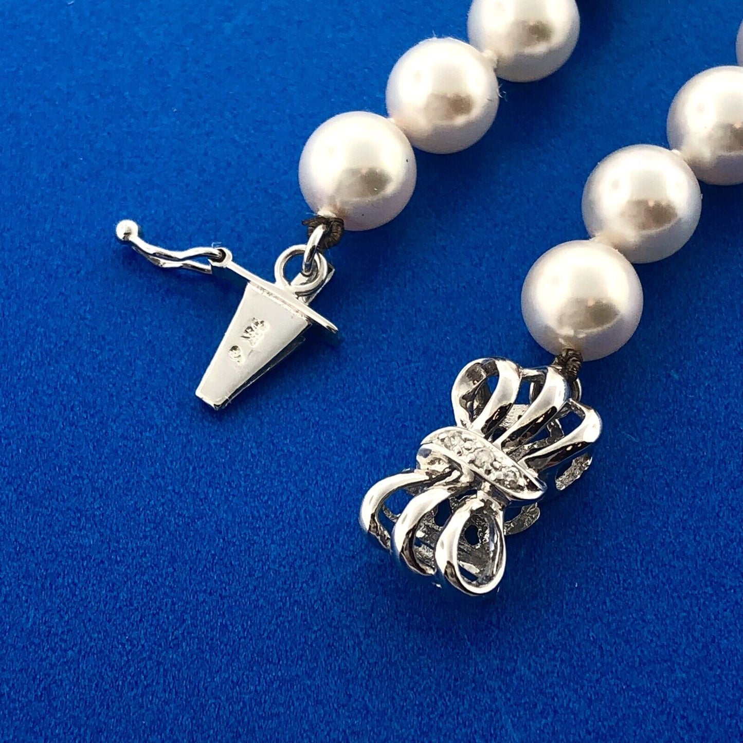 Designer 14K White Gold Diamond Clasp June Bridal Wedding Anniversary Necklace