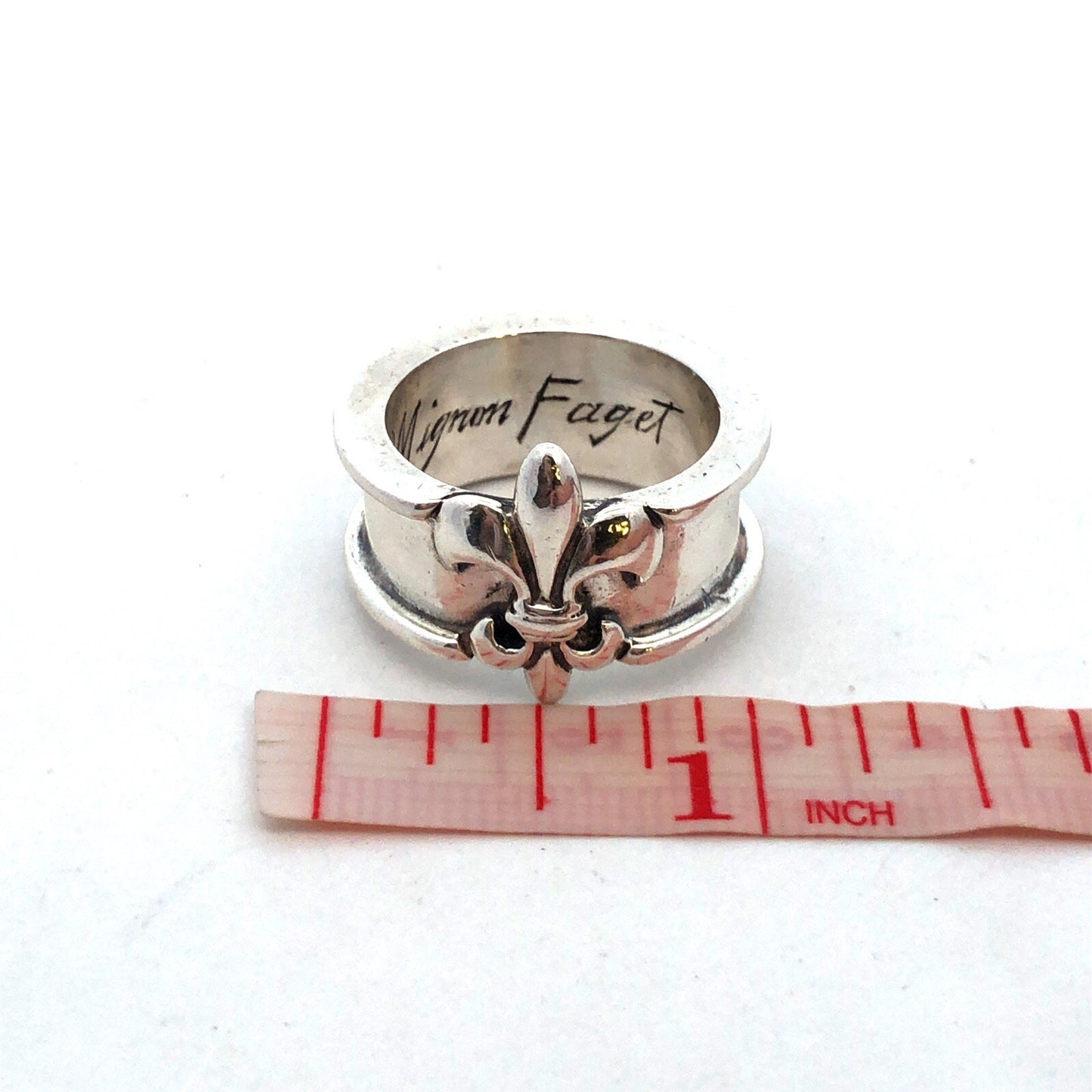 925 Sterling Silver Mignon Faget Louisiana Coll Fleur De Lis Wide Band Ring