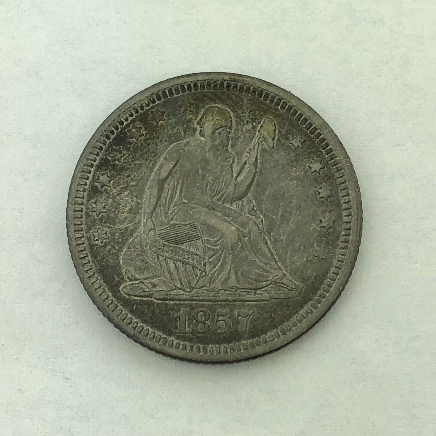 1857 P Silver Seated Quarter Dollar No Motto Philadelphia Mint Coin Extra Fine