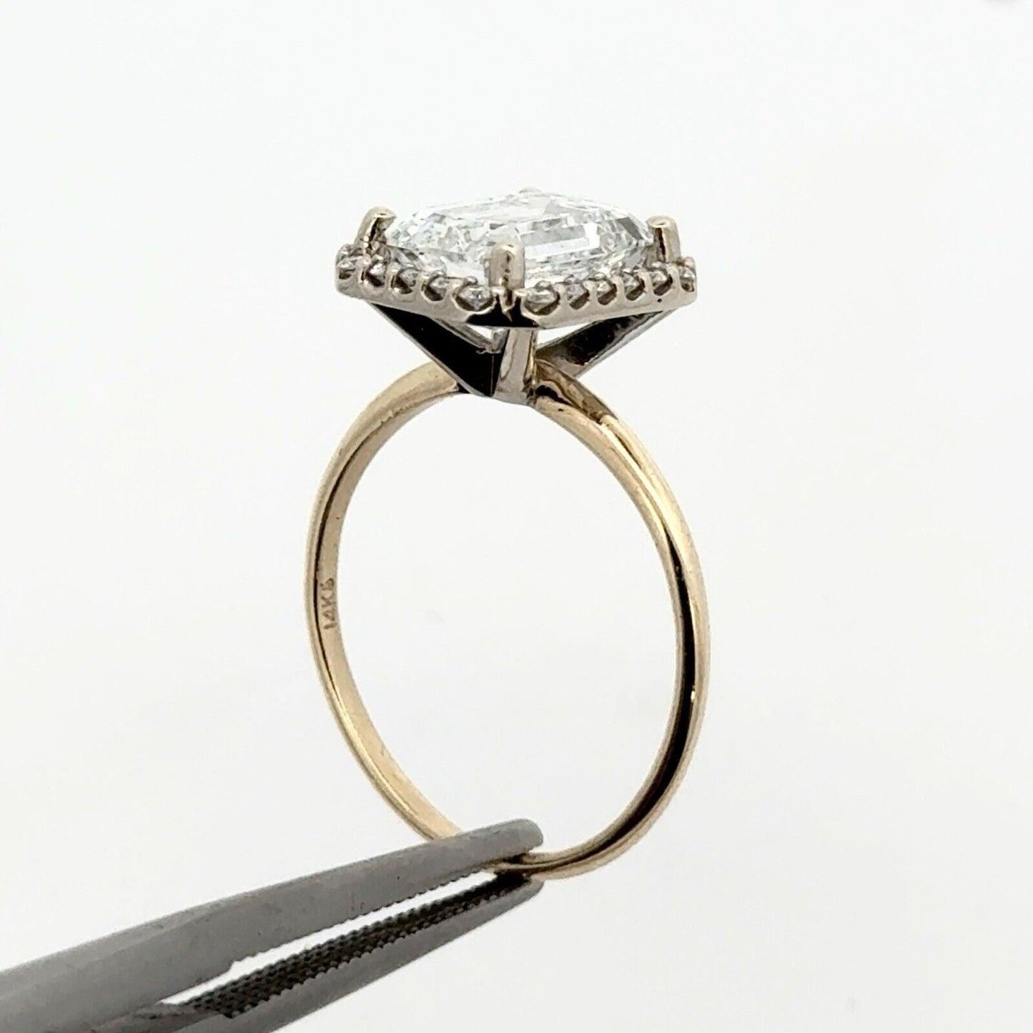 14K Yellow Gold Emerald Lab Created Diamond 2.55 TCW Halo Engagement Ring