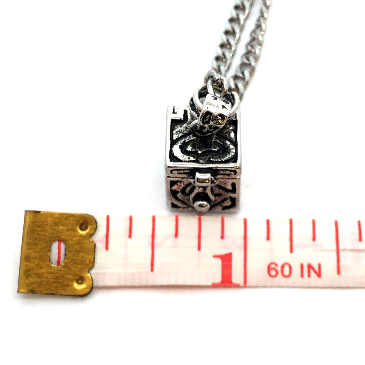 Alexa's Angels Silver Tone Open Scroll Prayer Pill Box Pendant Necklace