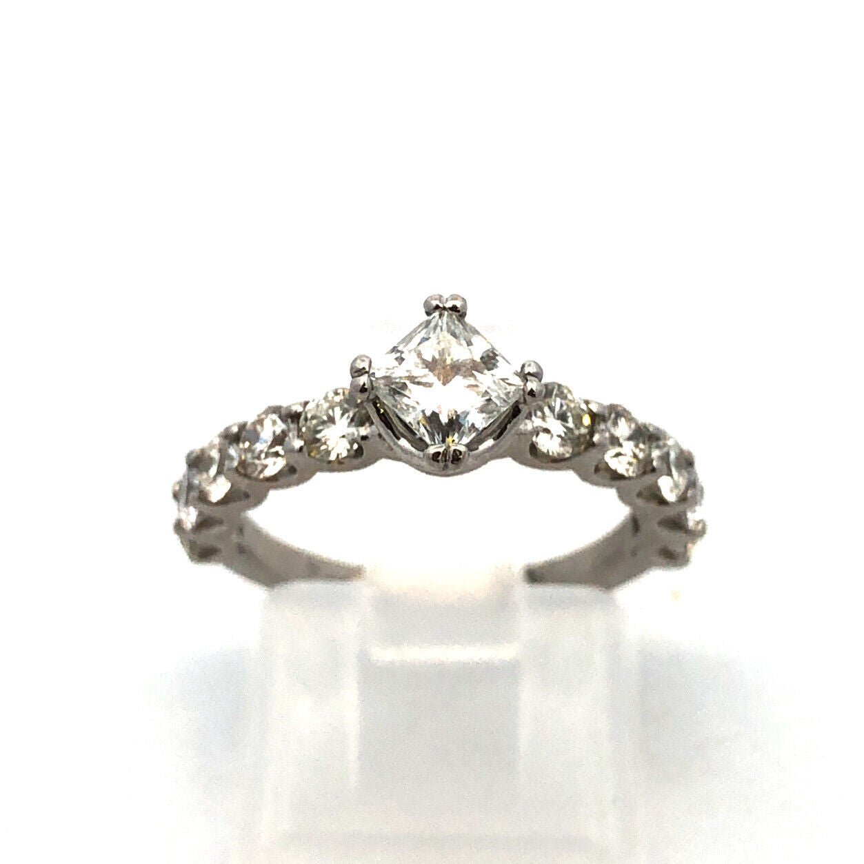 Estate 950 Platinum Princess Square Diamond Engagement Wedding Ring