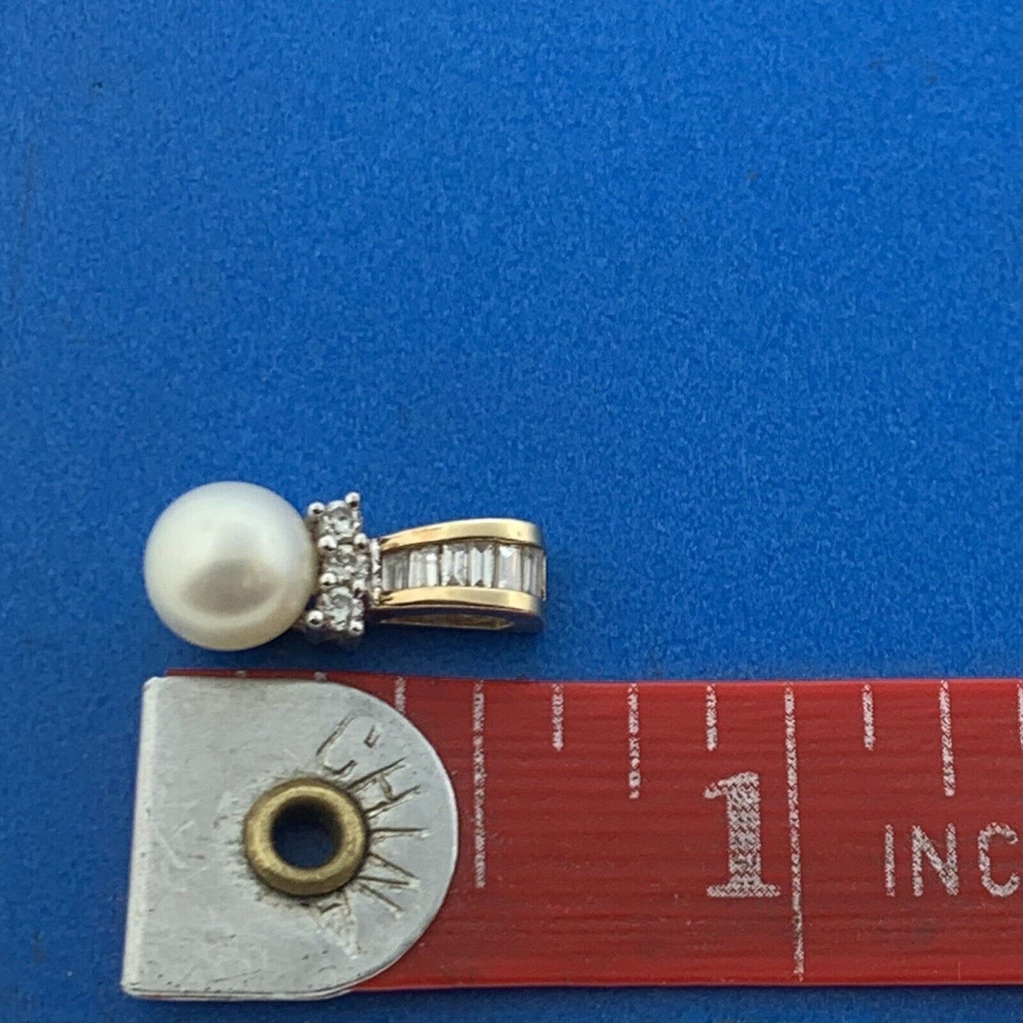 10K Yellow Gold Pearl Diamond June Bridal Anniversary Drop Pendant