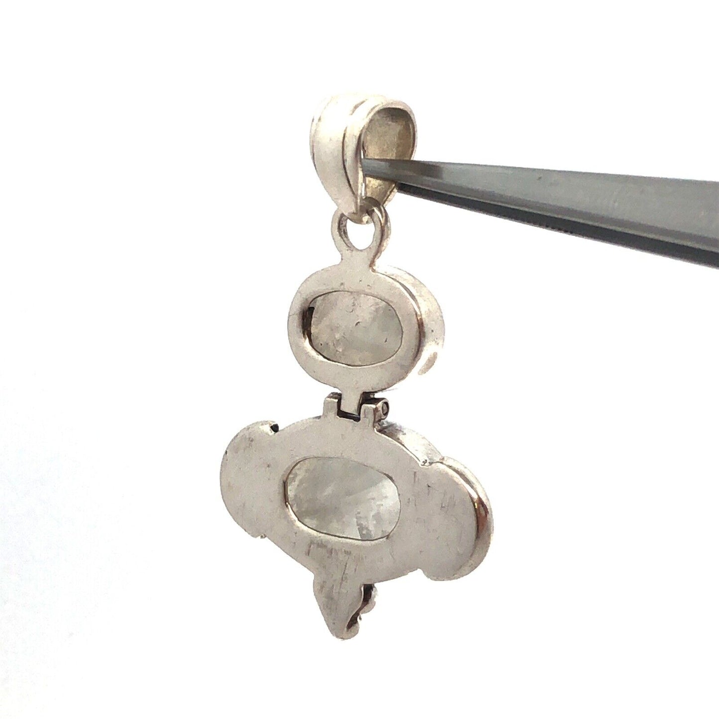 925 Sterling Silver Oval Moonstone Double Cabochon Drop Dangle Pendant