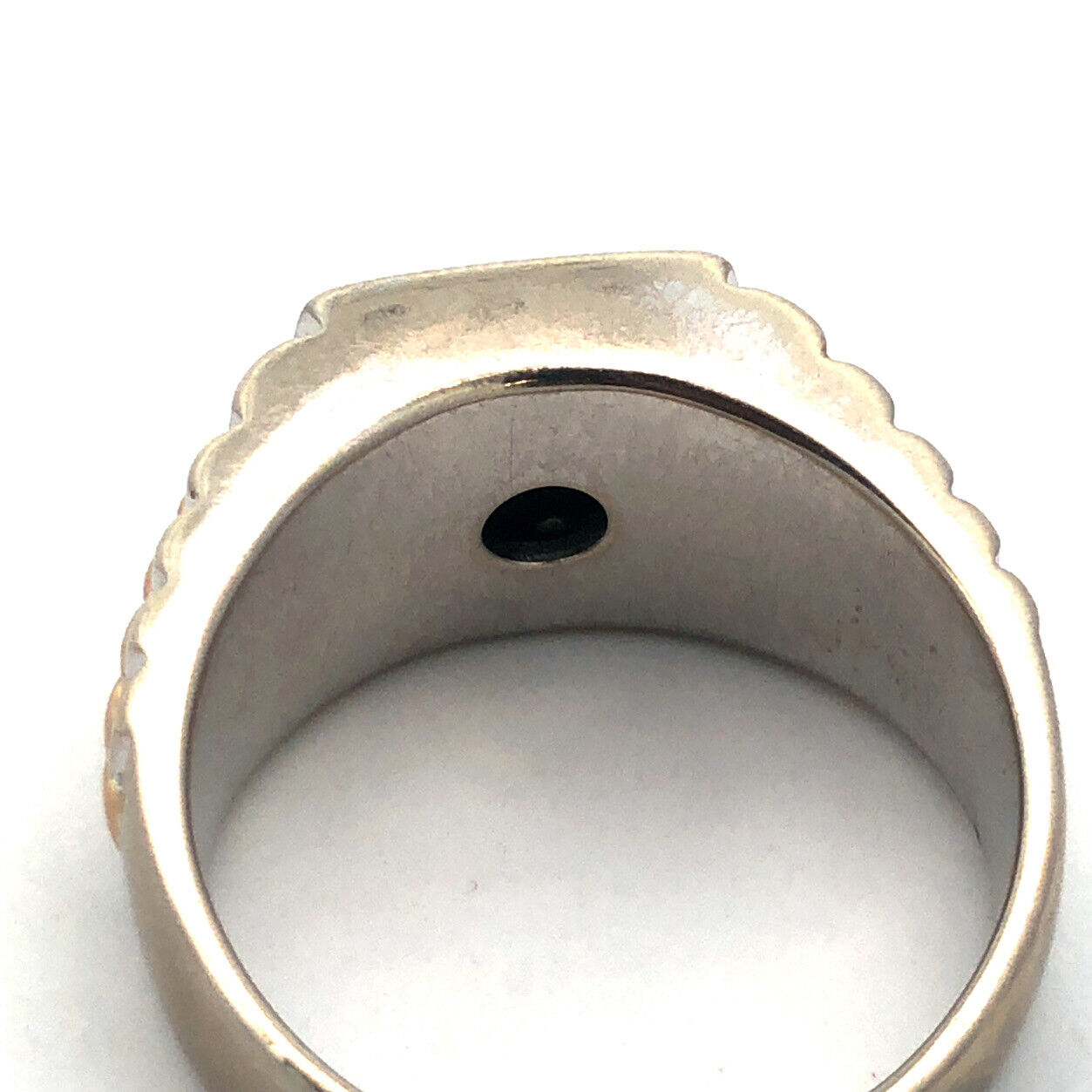 14K White Yellow Gold Princess Diamond Quad Men's Two Toned Ribbed Dome Ring