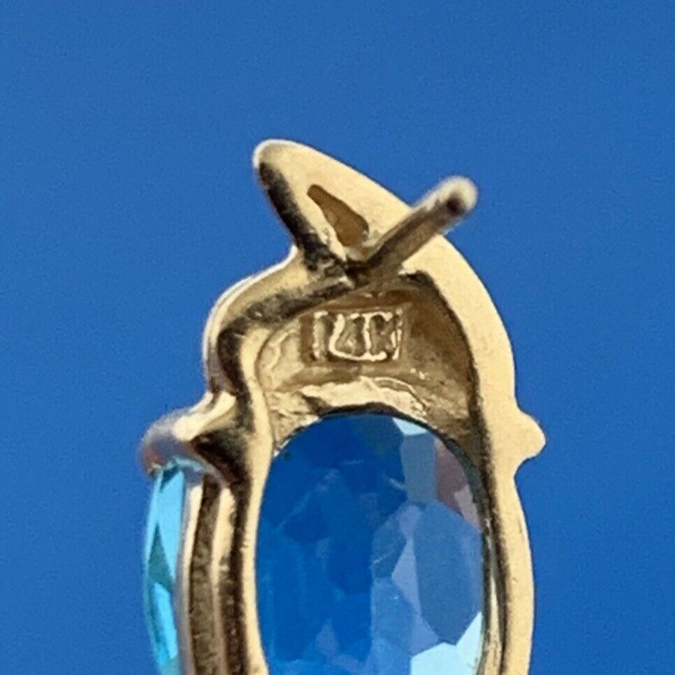 14K Yellow Gold Oval Blue Topaz December Anniversary Stud Earrings