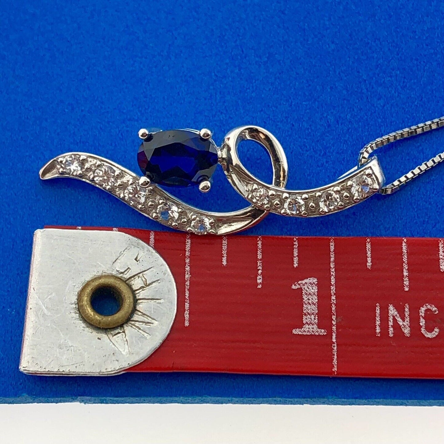 Designer 925 Sterling Silver Blue Sapphire White Topaz Accent Infinity Necklace