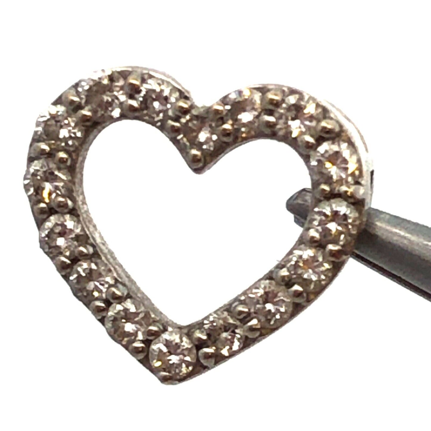 Designer 14K White Gold Diamond Heart Love Petite Slide Charm Pendant