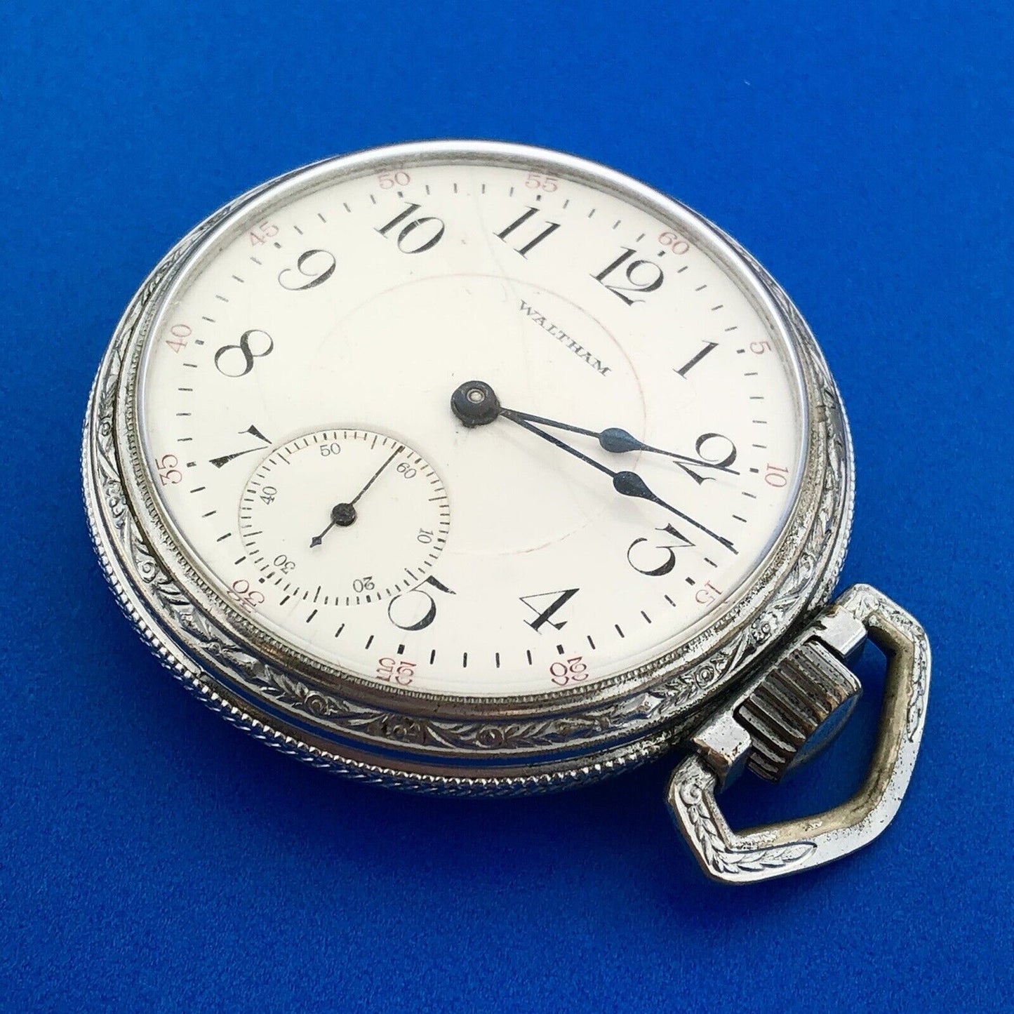Waltham Silver Toned Open Face Grade 635 17j Model 1908 Pocket Watch Not Running
