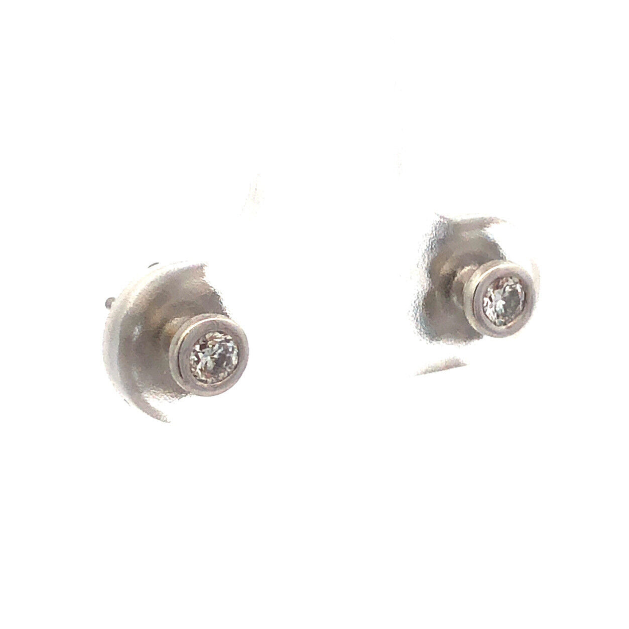 Designer 14K White Gold Diamond Solitaire Stud Earrings