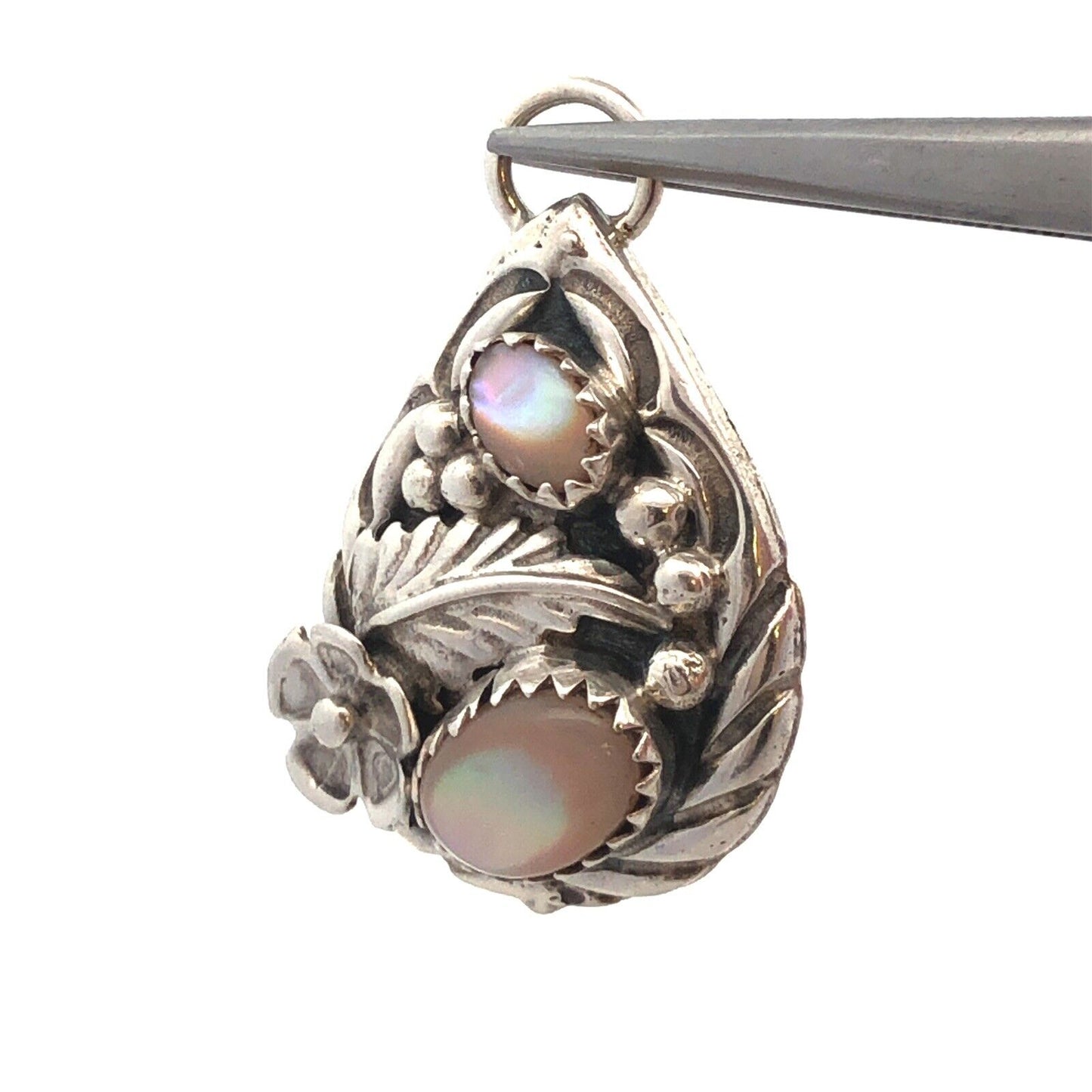 Native American Sterling Silver Mother of Pearl Floral Earring Enhancer Jackets
