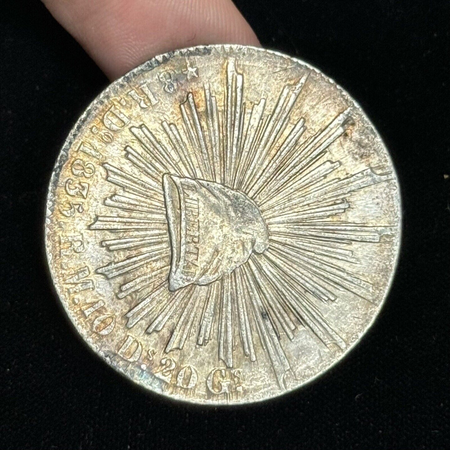1835 Do Durango Mexico 8 Reales R.M. Cap & Rays Libertad .903 Silver Coin