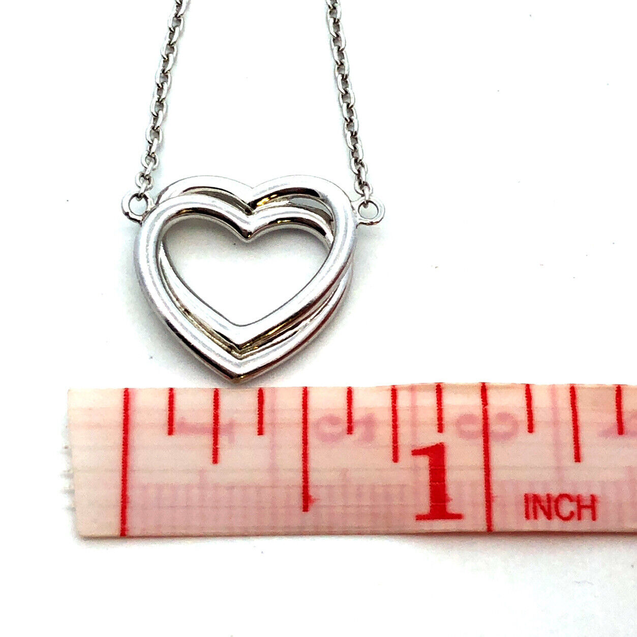 Designer FZN 925 Sterling Silver Entwined Double Heart Pendant Necklace