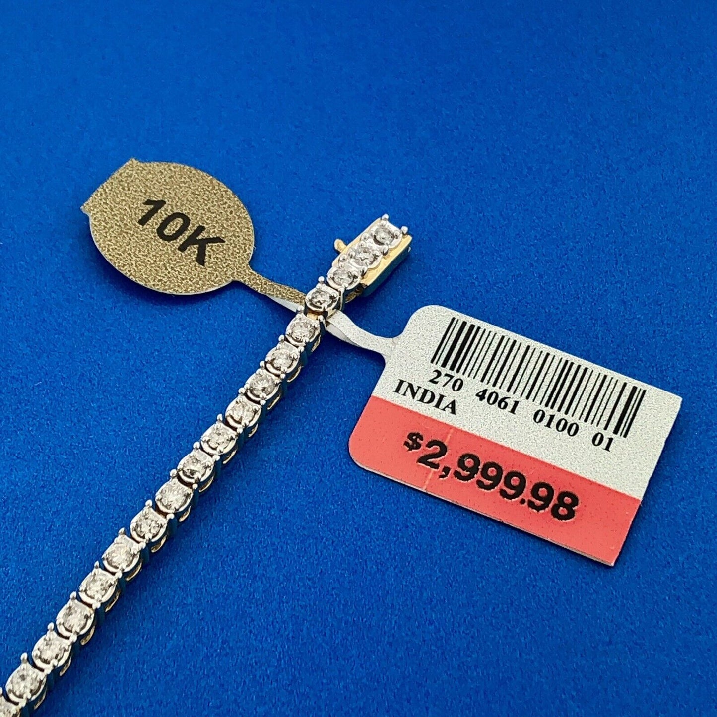 Beautiful 10K Yellow Gold Round Diamond 2.0 TCW Tennis Bracelet New With Tags