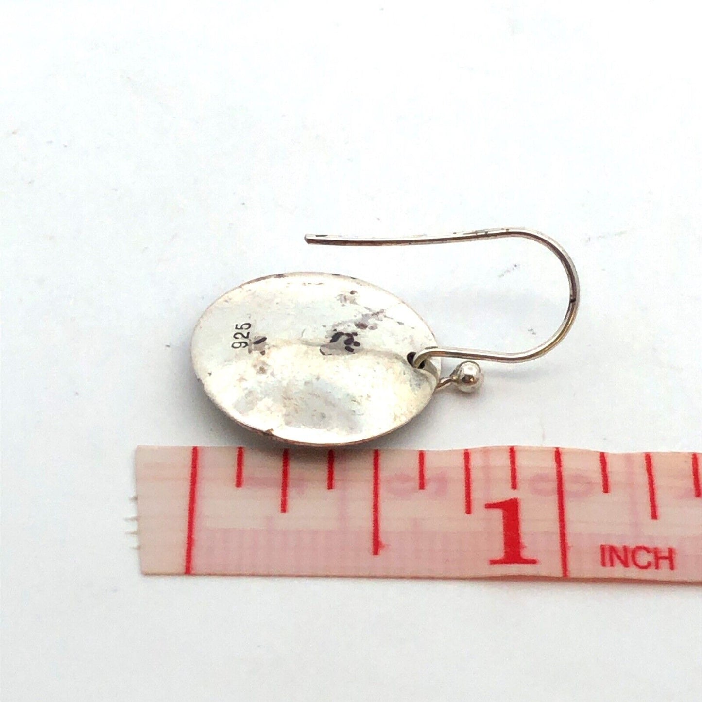 Vintage 925 Sterling Silver Round Textured Modernist Hook Dangle Earrings