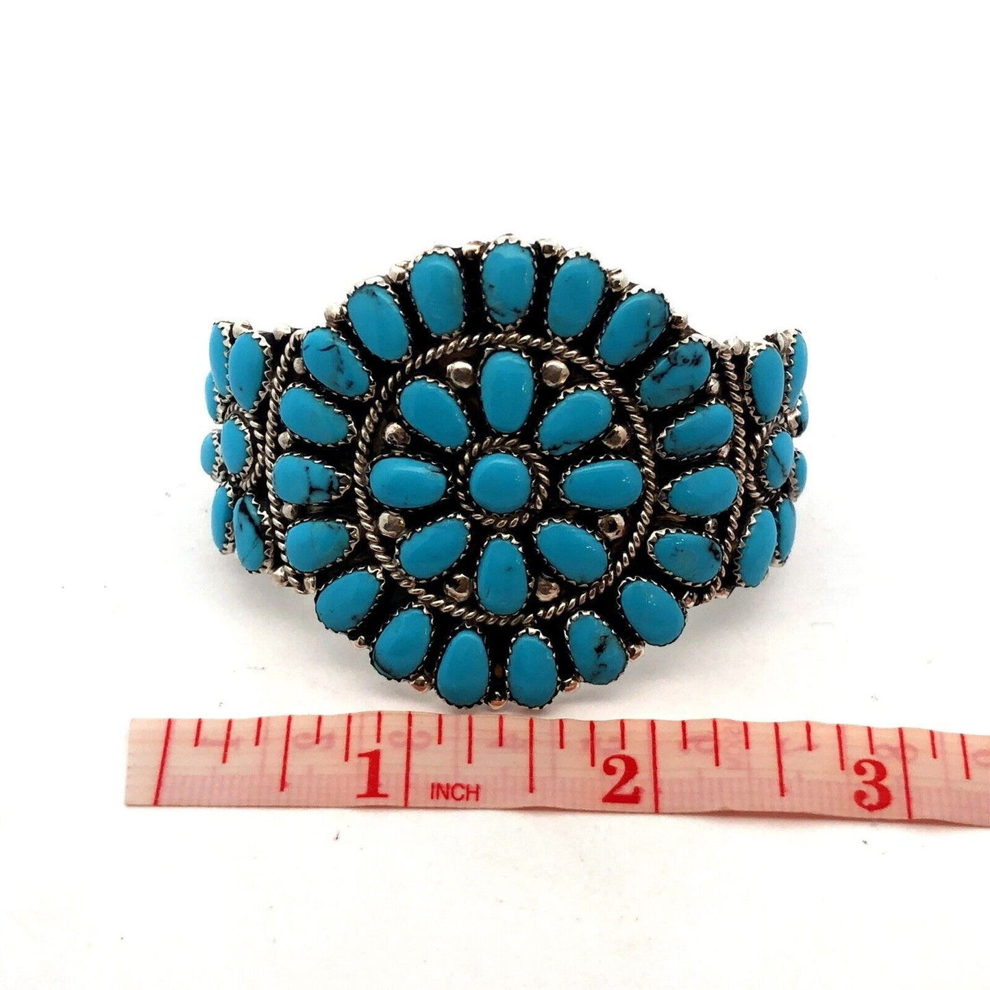 925 Silver Native American Juliana Williams Turquoise Statement Cuff Bracelet