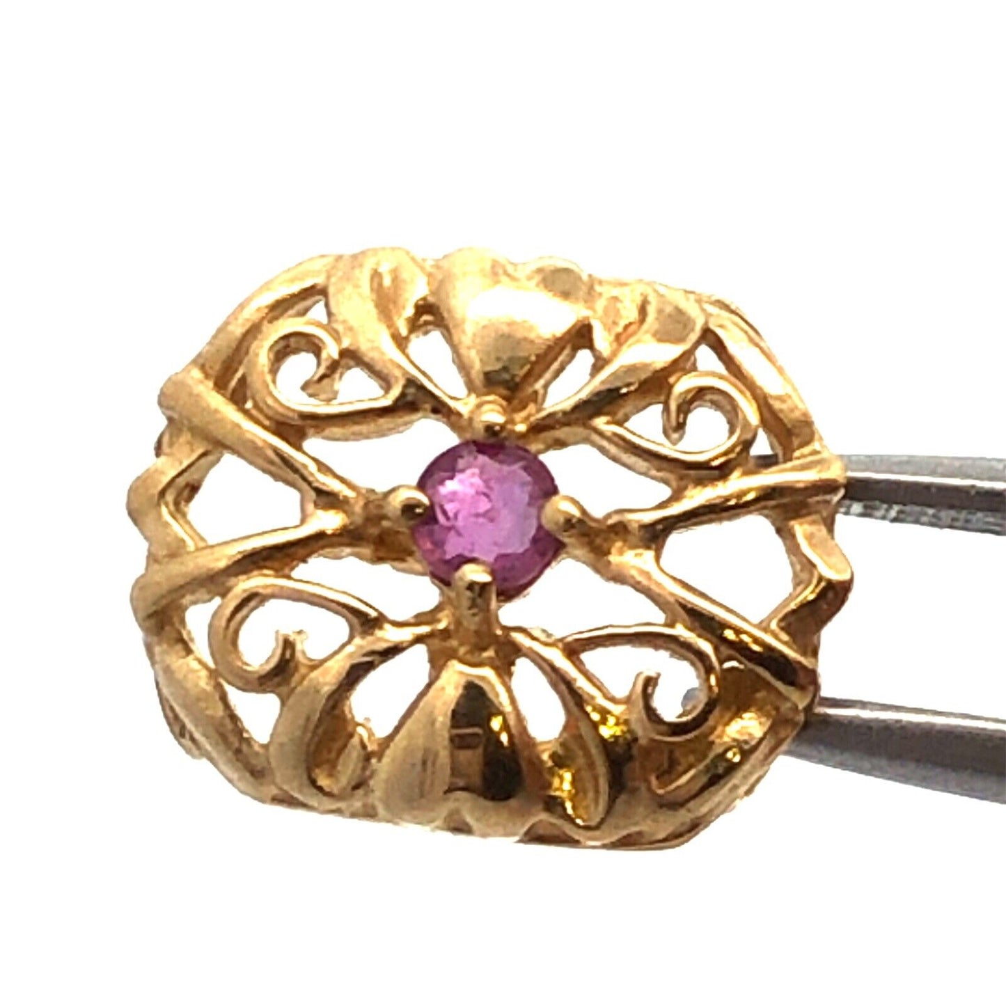 Designer 10K Yellow Gold Ruby July Birthday Anniversary Slide Bracelet Charm