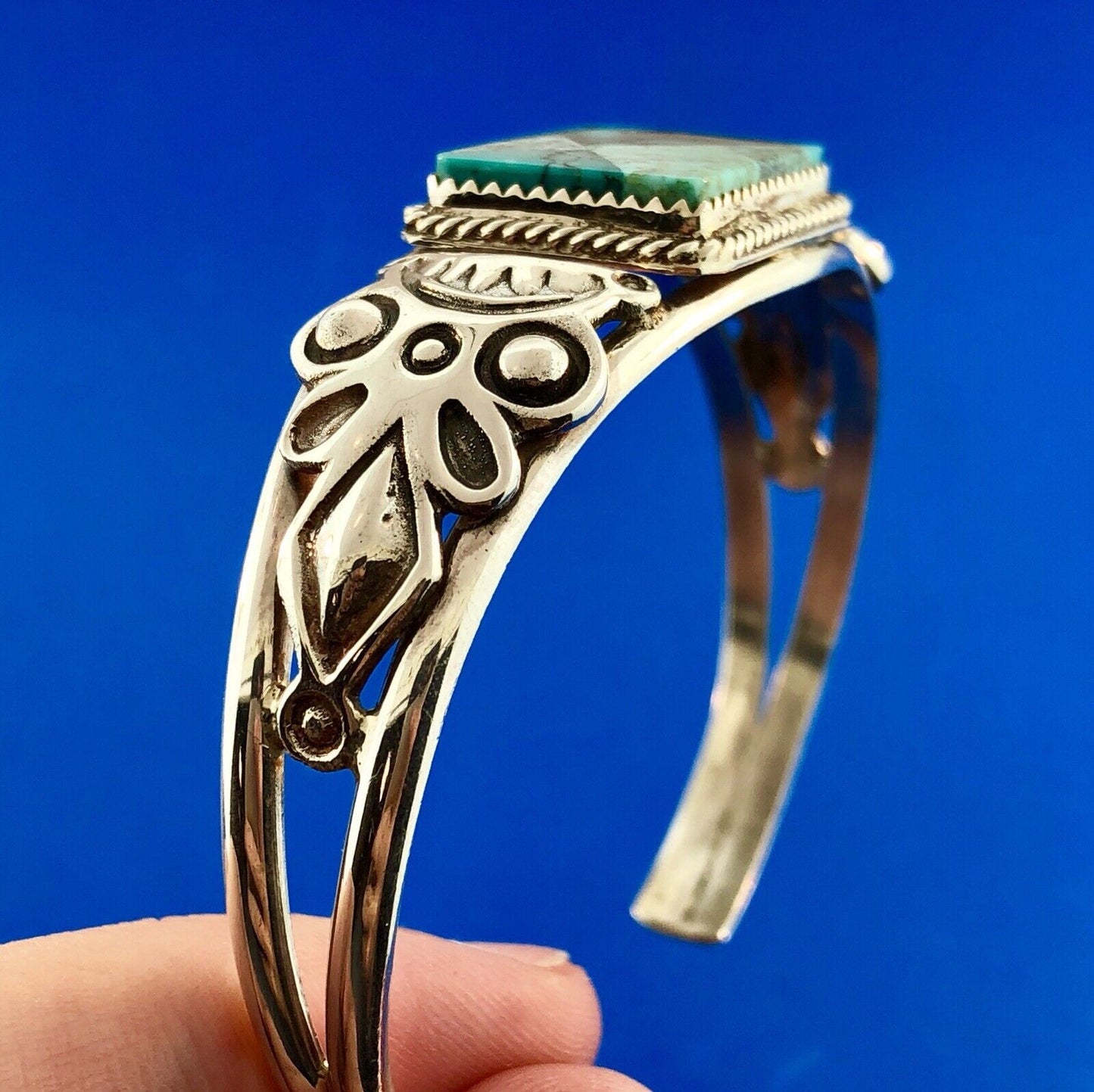 Vintage Benjamin Piaso Jr Navajo Sterling Silver Turquoise Mosaic Cuff Bracelet