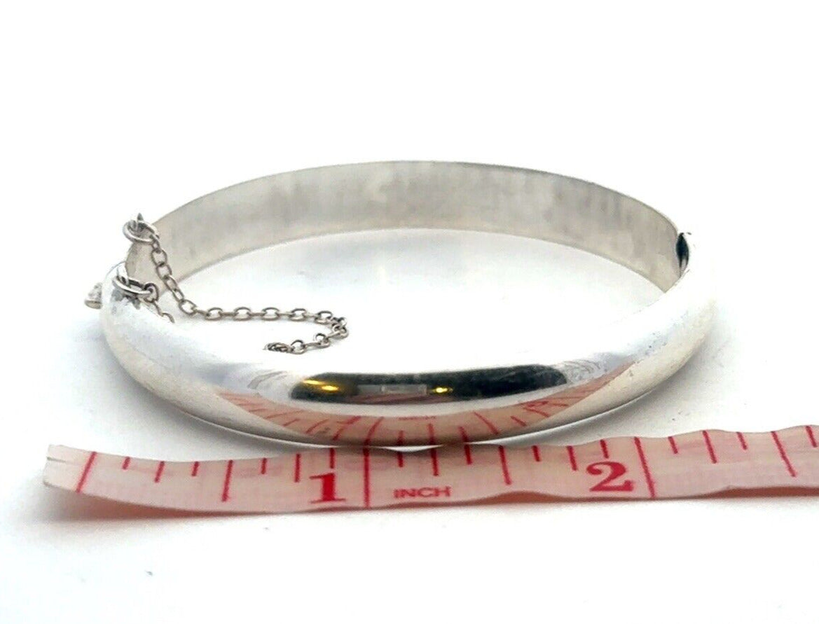 Estate 925 Sterling Silver Polished Hinged Cuff Bangle Bracelet