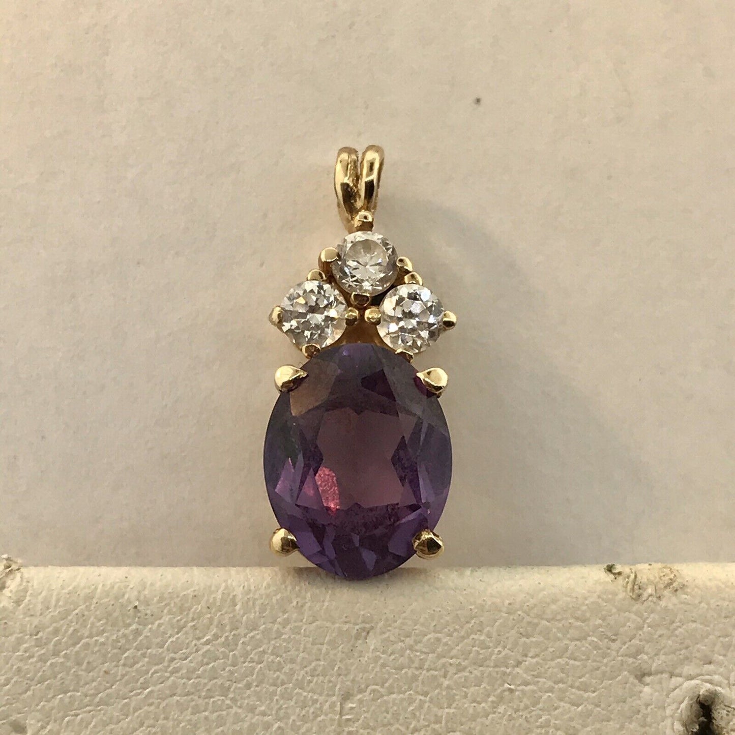 Stuller 14K Yellow Gold Purple Sapphire Cubic Zirconia Anniversary Pendant