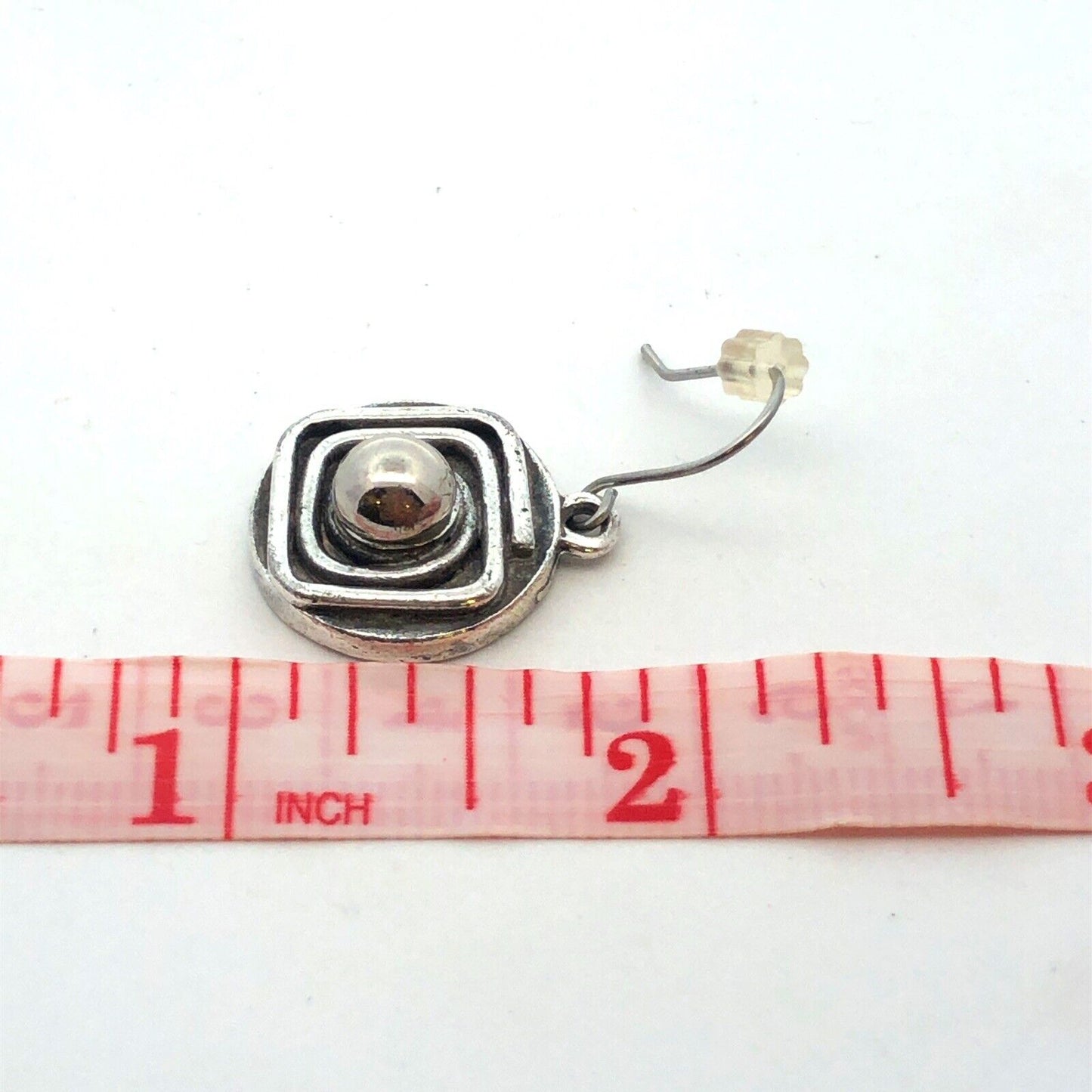 Vintage 925 Sterling Silver Gold Vermeil Two Tone Swirl Round Dangle Earrings