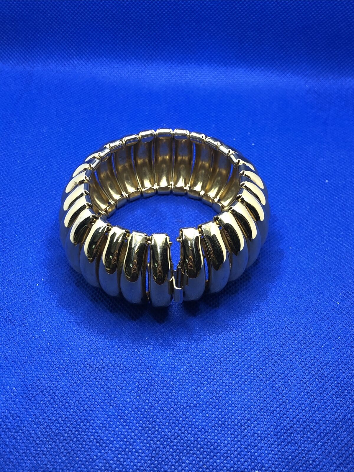 Napier Gold Tone Macaroni Link Accordion Style Statement Cuff Bracelet