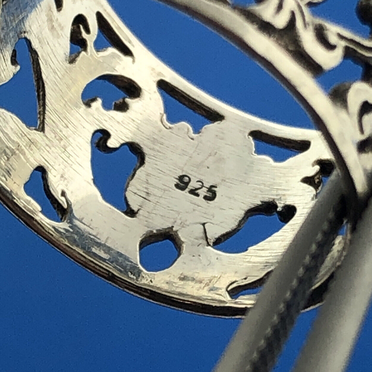 Sterling Silver 925 Abstract Floral Filigree Openwork Cigar Band Ring Size 8.25