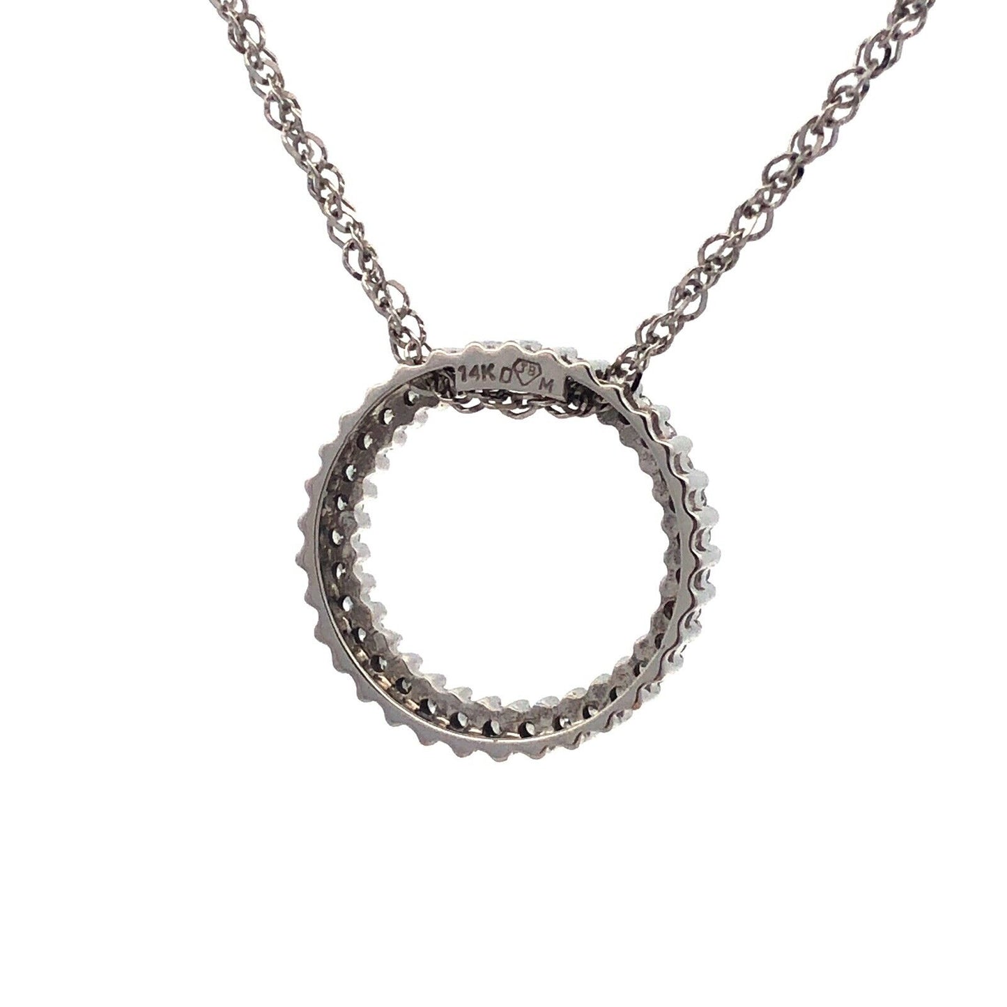 Designer 14K White Gold Diamond Infinity Eternity Anniversary Pendant Necklace