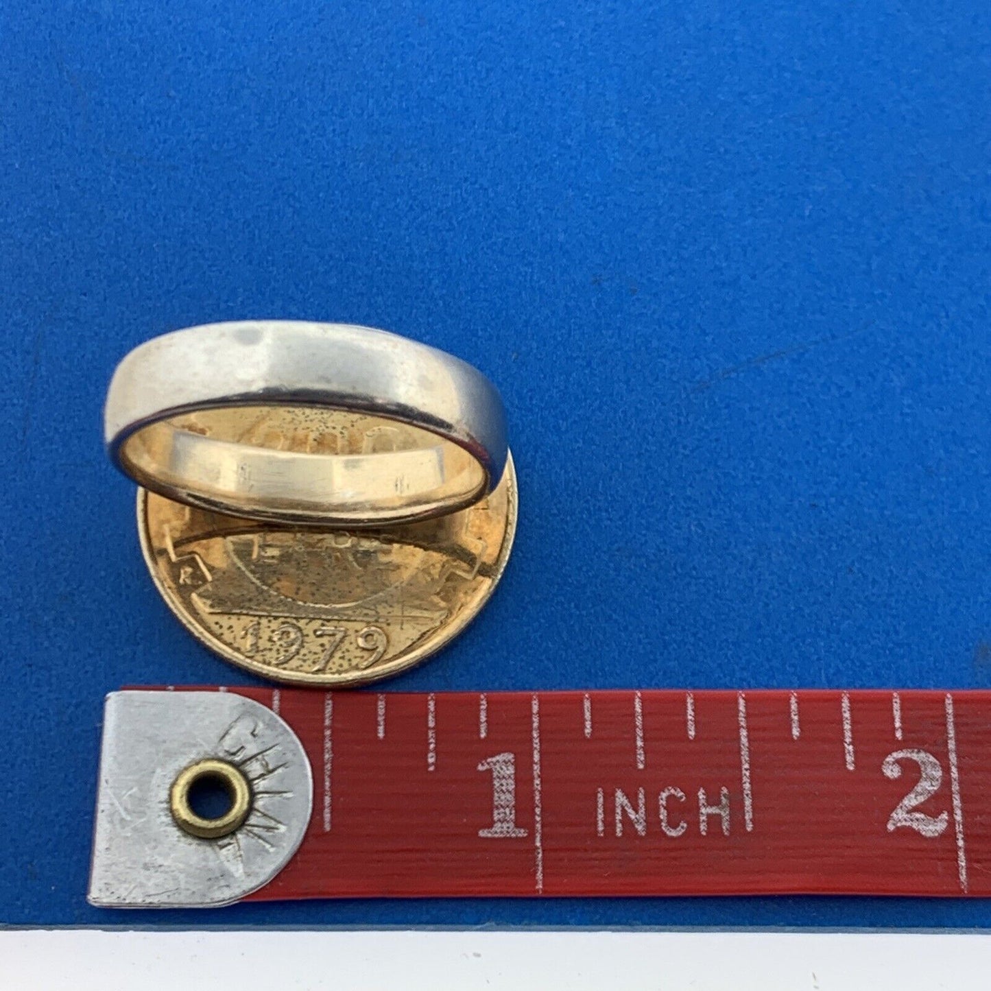 Vermeil Sterling Silver 925 1979 Lire Repvbblica Italiana Coin Ring Size 9.75