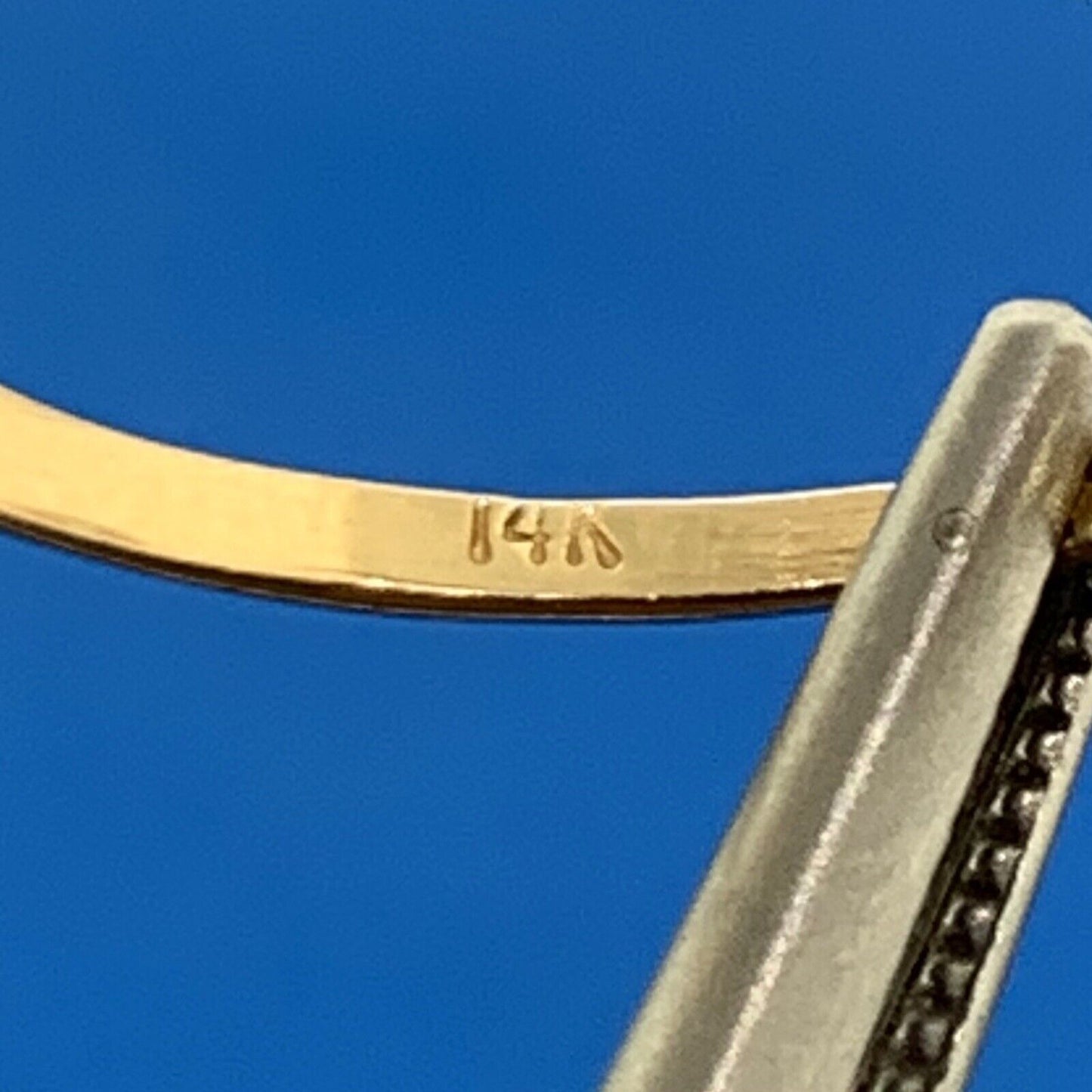 Designer 14K Yellow Gold Oval Blue Topaz Diamond Accent Size 4.5 Ring