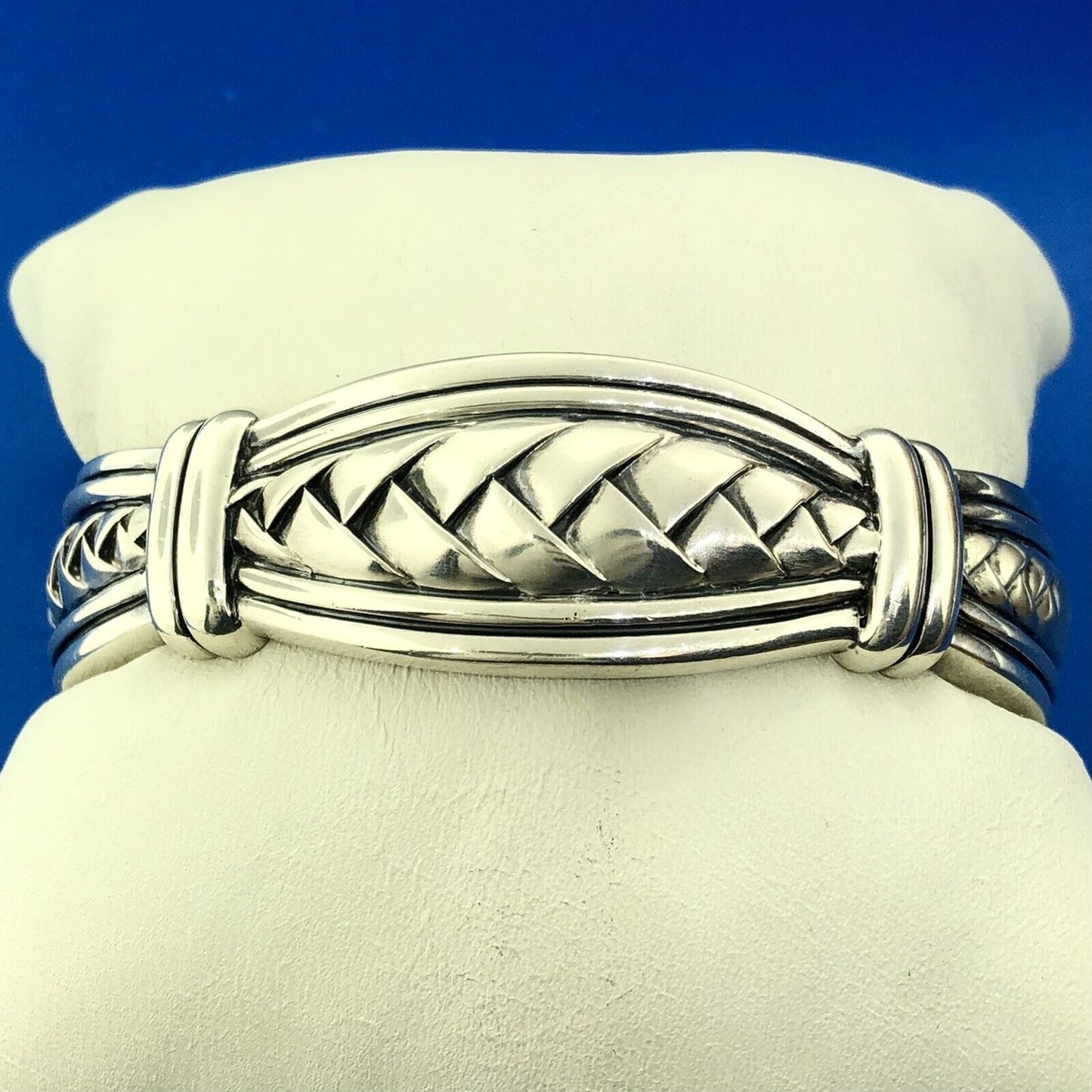 Designer Scott Kay 925 Sterling Silver Basket Weave Knot Statement Cuff Bracelet