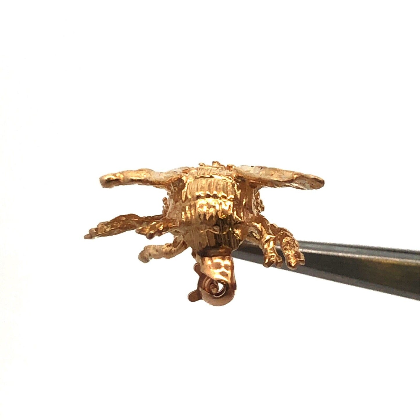 14K Yellow Gold Ruby Eyes Bee Pendant Flying Bug Vintage Lapel Scarf Pin