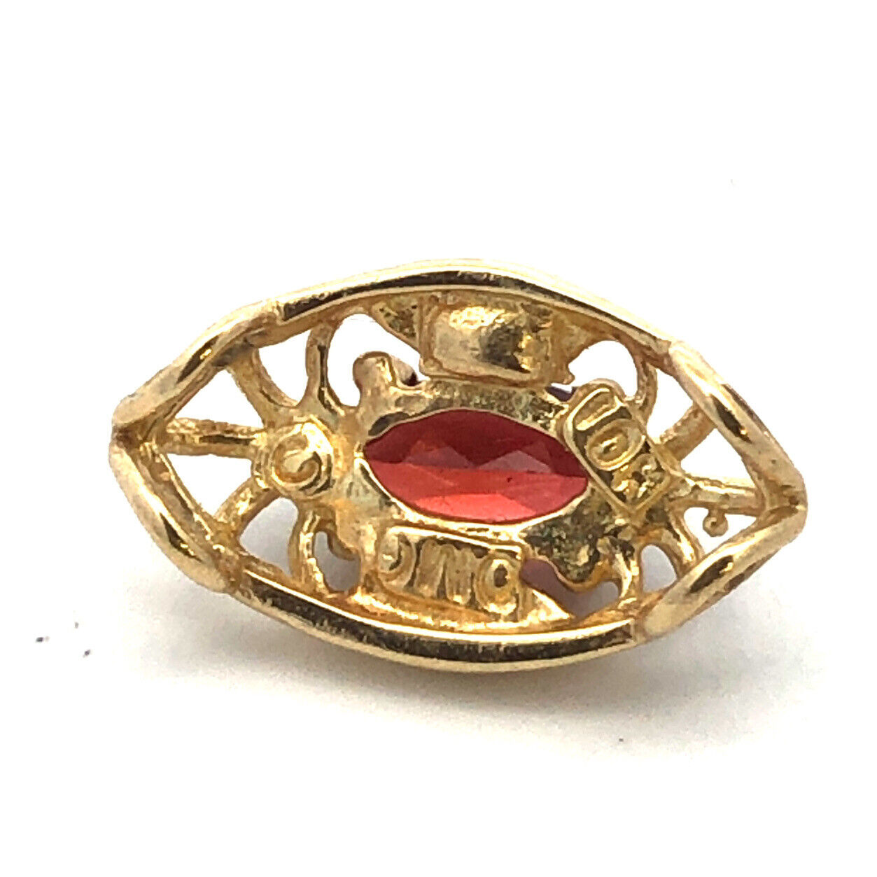 Designer 10K Yellow Gold Oval Egg Shaped Ribbed Bead Slide Bracelet Spacer Charm